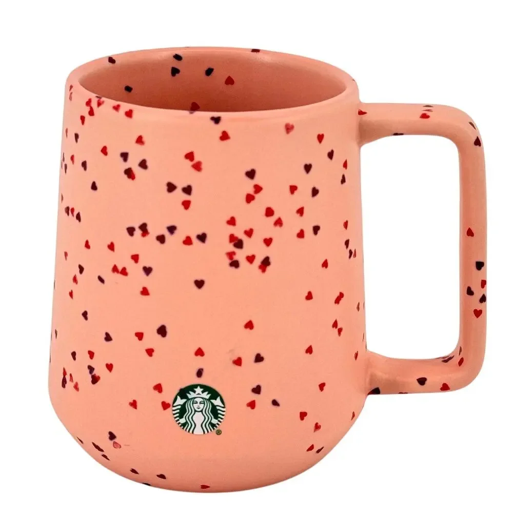 Starbucks Valentines Day 2019 Pink Hearts Cofetti Coffee Mug Cup 14oz